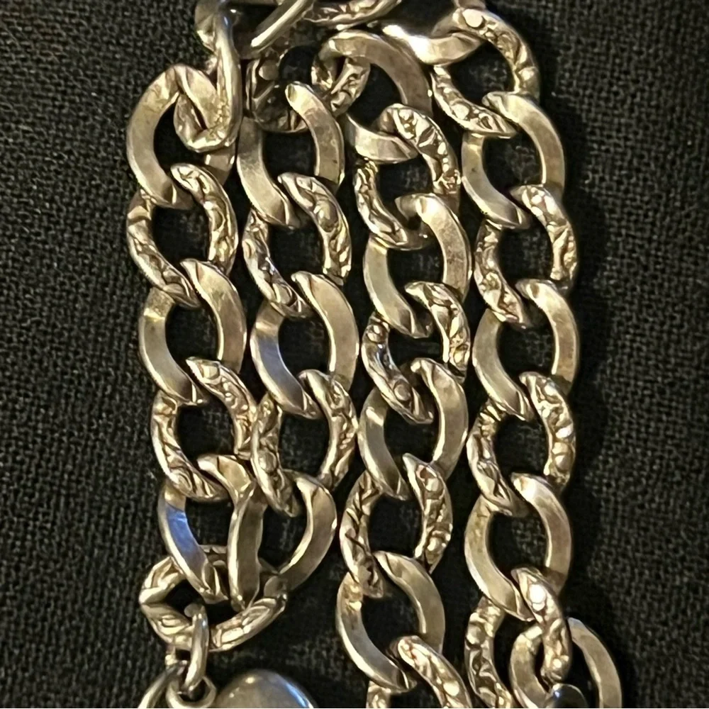 Sterling Silver Charm Bracelet with Cross, Anchor & Heart.  Faith, Hope & Love. - Picture 5 of 8